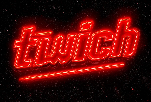 Неоновый логотип Twitch в стиле ретро
