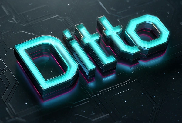 Неоновый 3D текст Ditto
