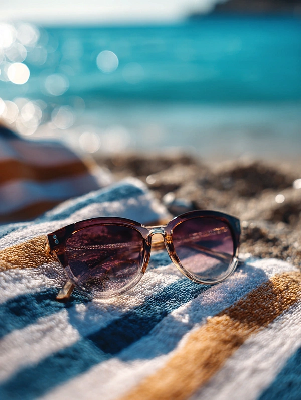Стильные солнцезащитные очки на пляже