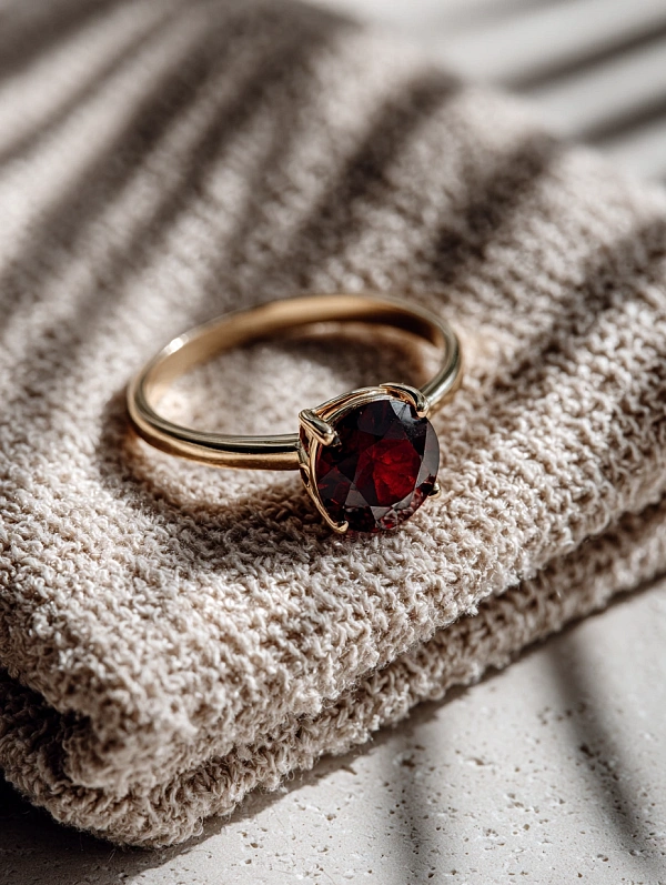 Золотое кольцо с красным камнем