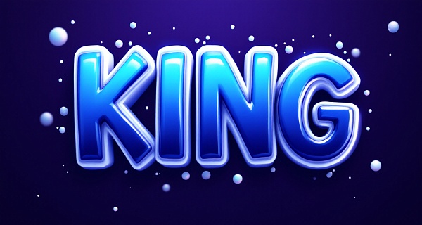 Bold 3d king with vibrant blue gradient and playful background