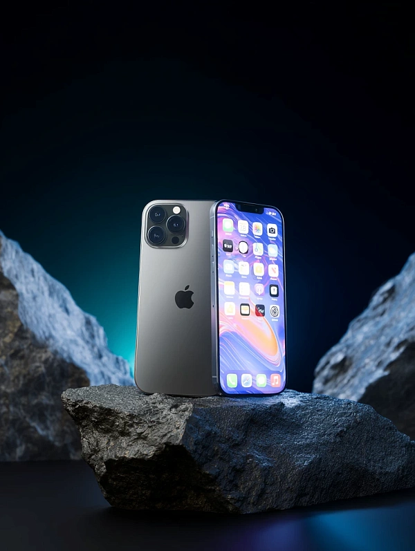 Смартфон на камнях с подсветкой