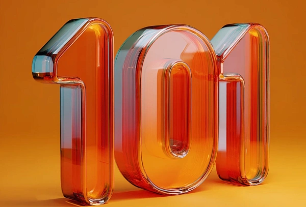 Прозрачные цифры 101 оранжевого цвета