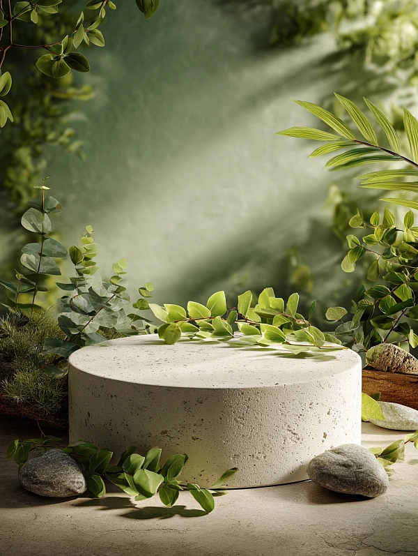 Экологичный натуральный подиум с растениями