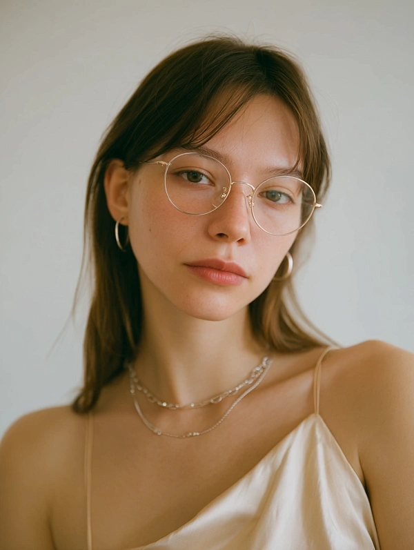 Модный портрет с очками и украшениями