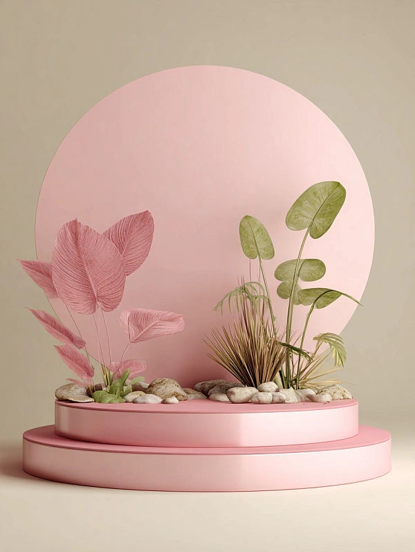 Минималистичная сцена с растениями