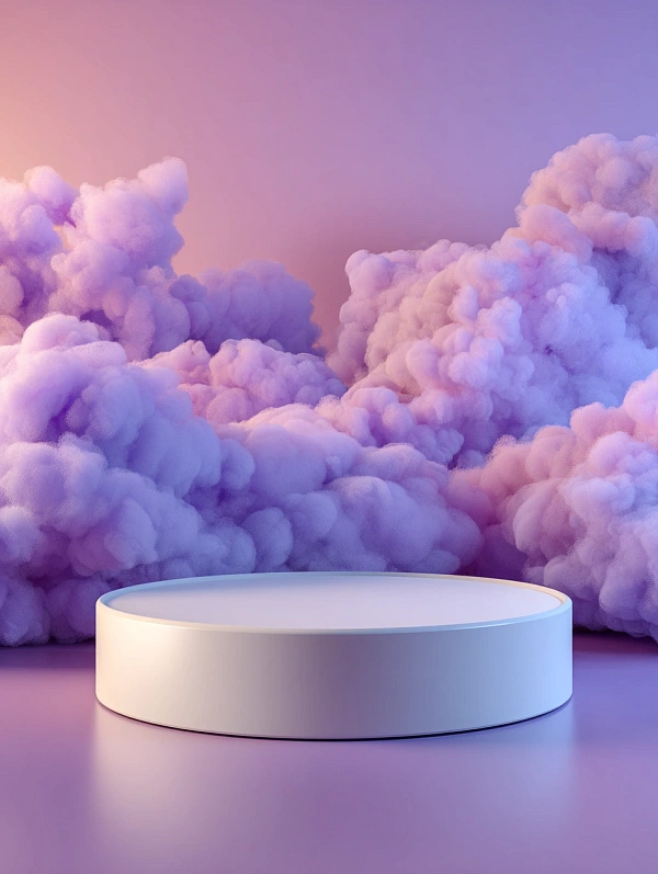 Платформа со светло-фиолетовыми облаками