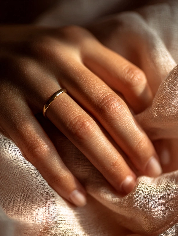 Женская рука с золотым кольцом