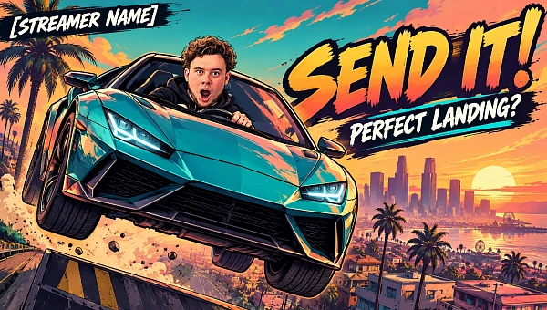 Обложка стрима трюка в стиле GTA