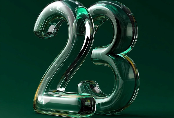 Прозрачные 3D цифры 23 стильные