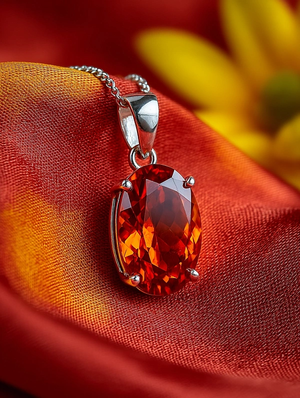 Изящный кулон с красным камнем