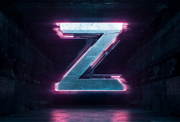 Неоновая металлическая буква Z