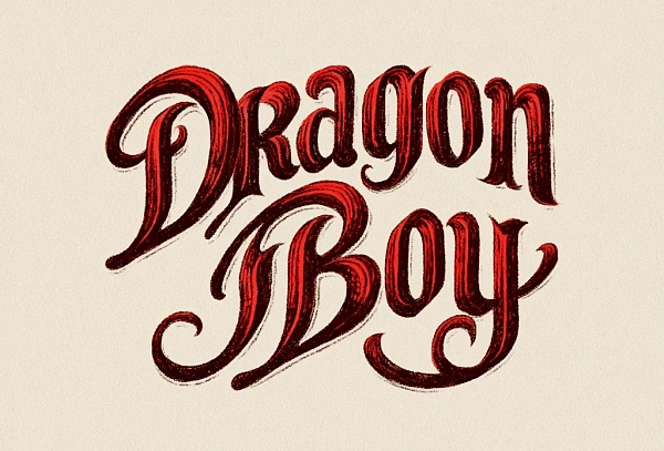 Стильный красный надпись Dragon Boy