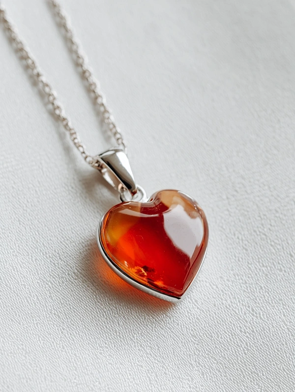 Подвеска в форме сердца из янтаря