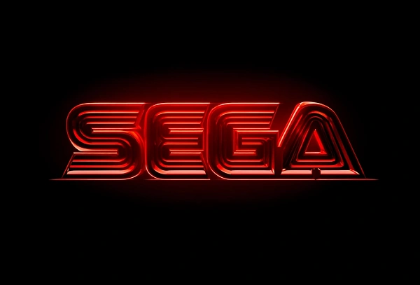 Неоновый логотип SEGA на черном фоне