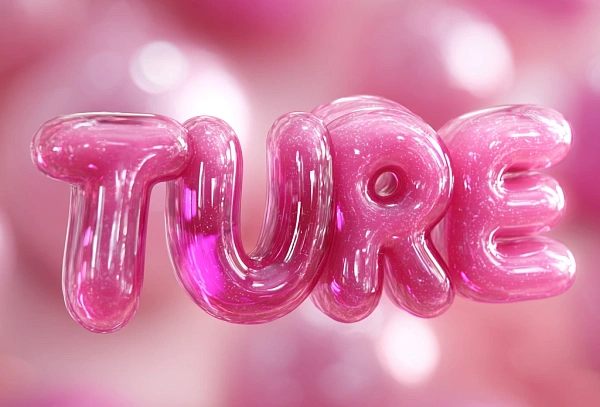 Розовое 3D слово TURE