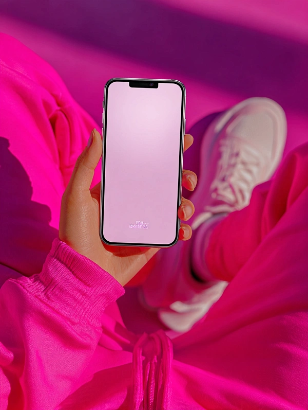 Яркий розовый стиль с телефоном