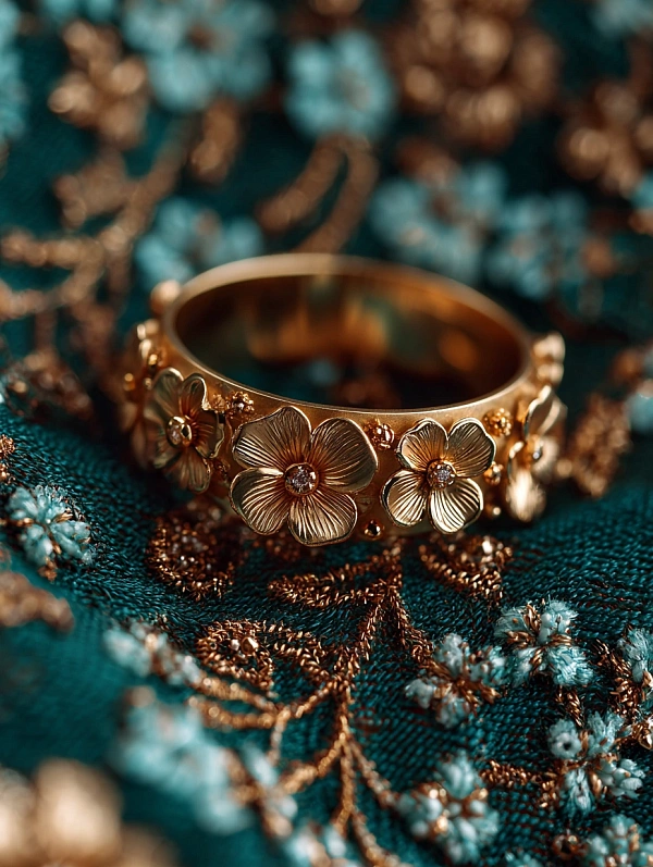 Золотое кольцо с цветочными узорами