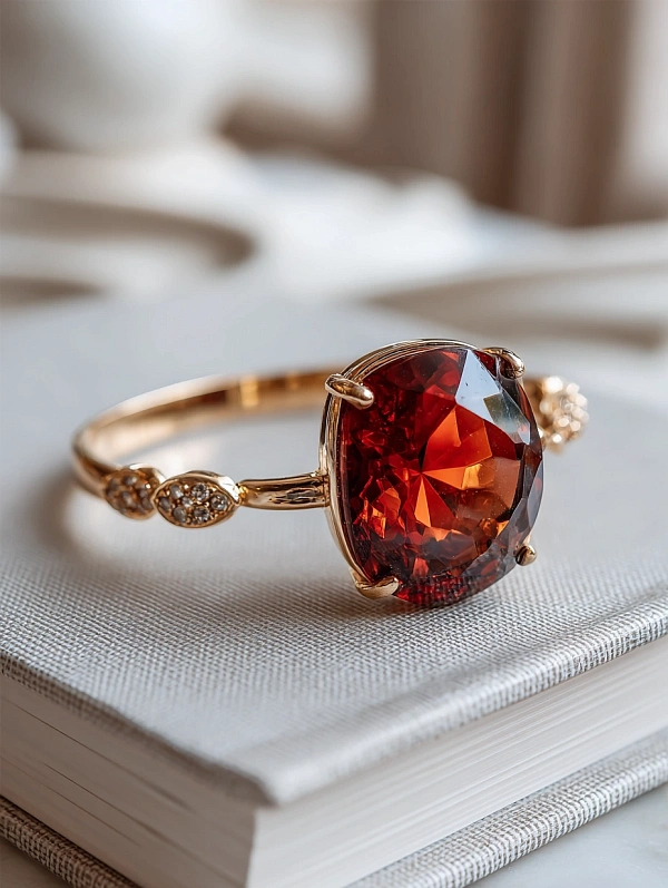 Золотое кольцо с красным камнем