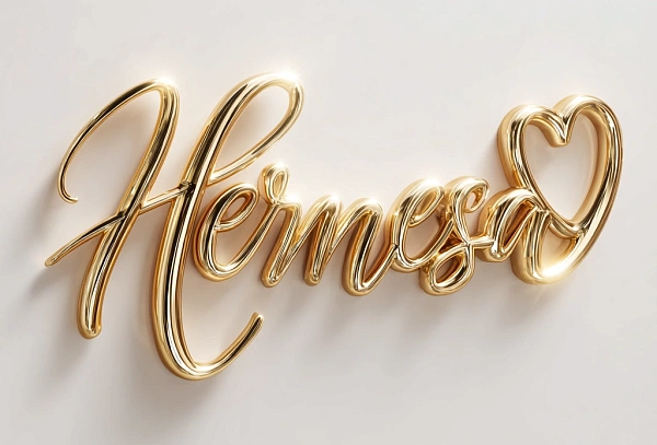 Золотая надпись Hermosa с сердцем