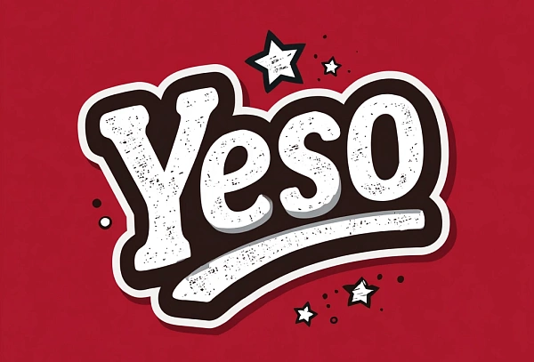 Стильное слово Yeso на красном фоне