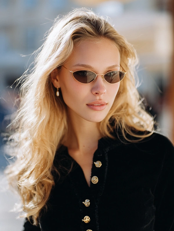Модная девушка в солнцезащитных очках