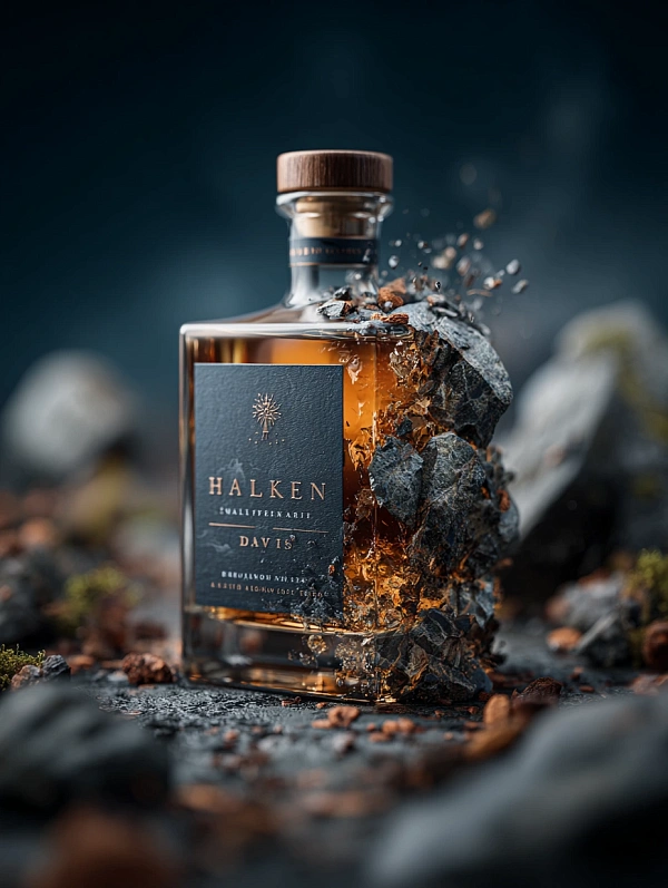 Элегантный виски в каменной среде