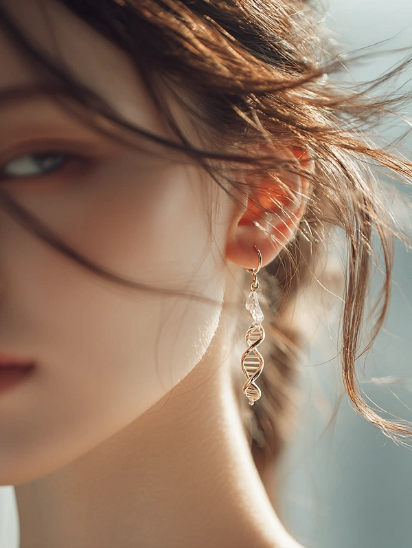 Изящные серьги в форме ДНК