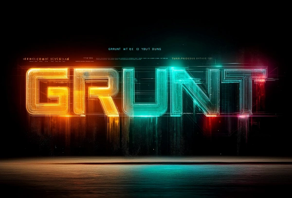 Неоновый цифровой текст GRUNT