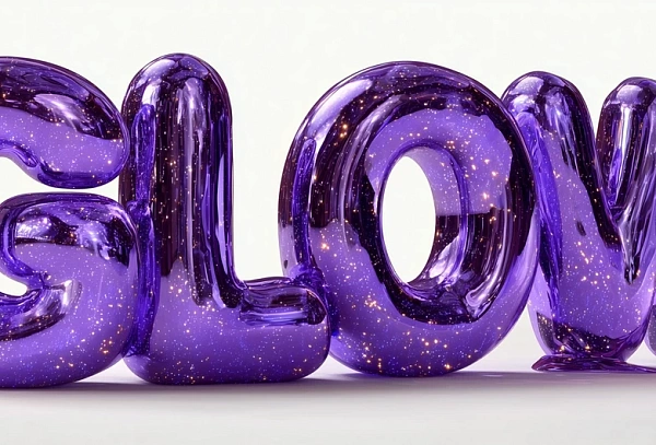 Фиолетовые глянцевые 3D буквы