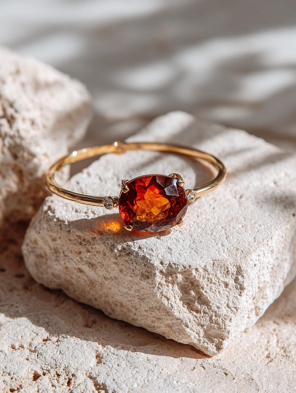 Золотое кольцо с красным камнем