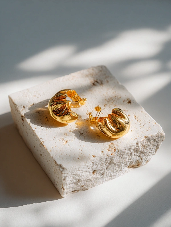 Золотые серьги на камне