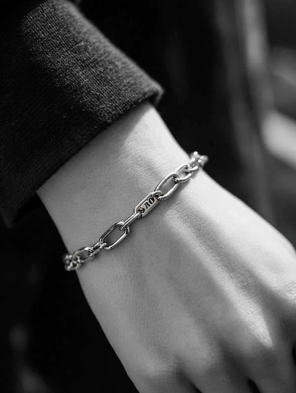 Стильный браслет из цепочек на запястье