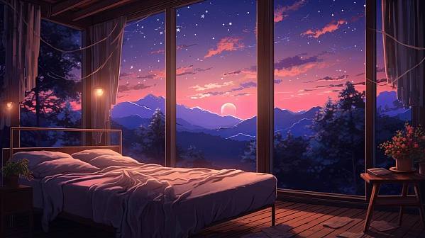 Cats and sunsets pattern