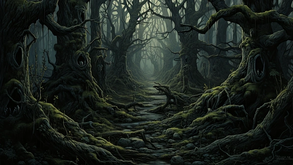 Dark forest background pattern