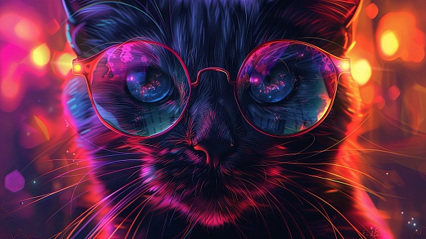 A cat in glasses pattern