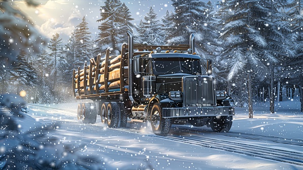 Trucks on winter roads pattern