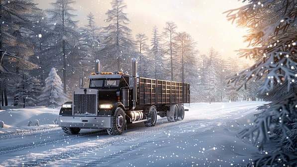Trucks on winter roads pattern