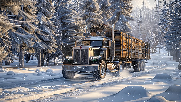 Trucks on winter roads pattern