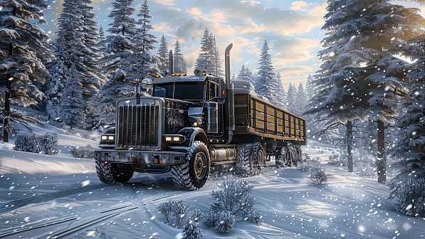 Trucks on winter roads pattern