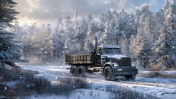 Trucks on winter roads pattern