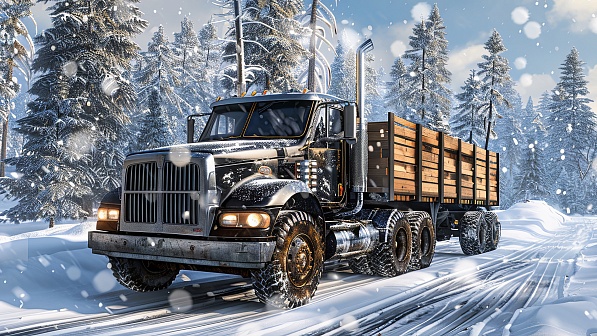 Trucks on winter roads pattern