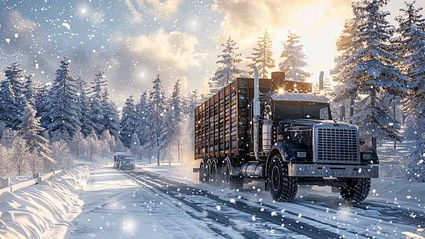 Trucks on winter roads pattern