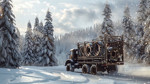 Trucks on winter roads pattern