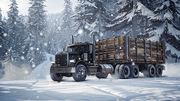 Trucks on winter roads pattern