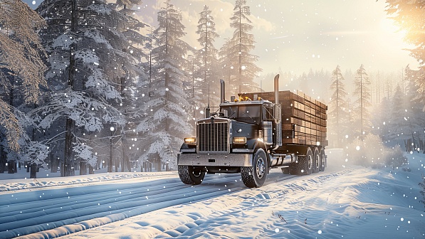 Trucks on winter roads pattern