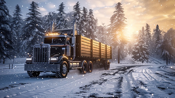 Trucks on winter roads pattern