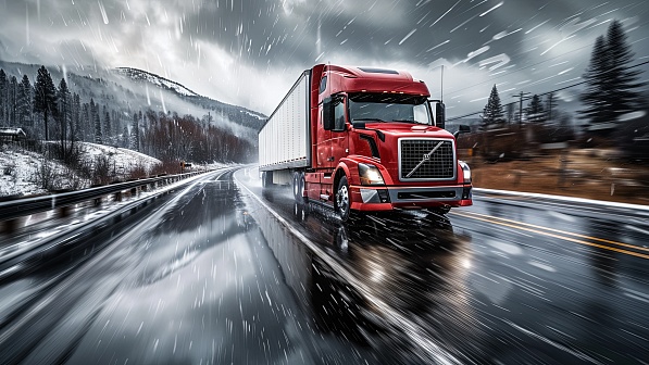 Trucks on winter roads pattern