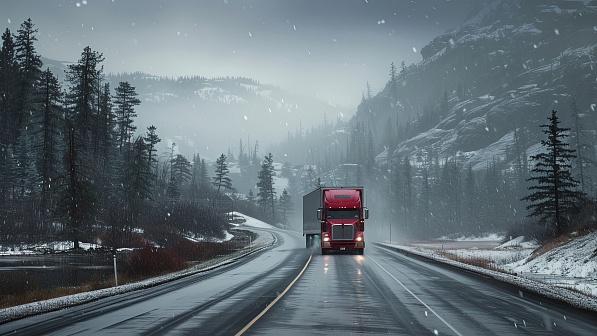Trucks on winter roads pattern