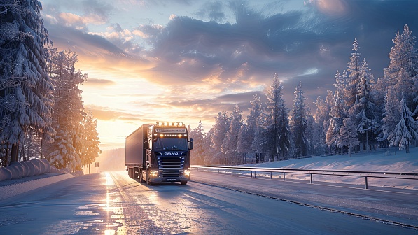 Trucks on winter roads pattern